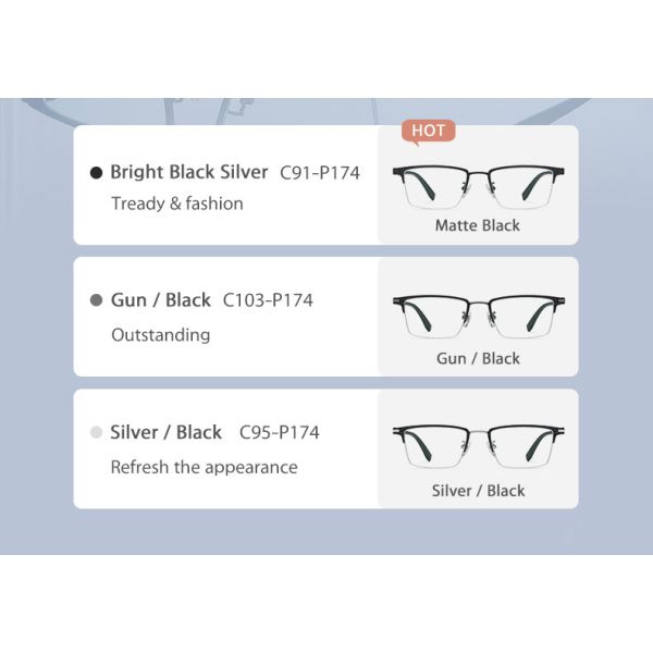 OEM/ODM Combination Glasses Half Frame Blue Light Blocking Eyewear