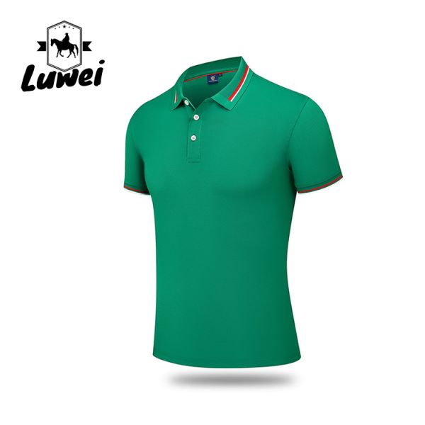 Quick Drying Embroidered Polyester Polo Shirts Textured Lapel Short Sleeve