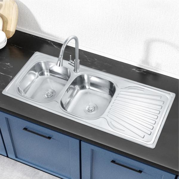 Cheap Brushed Gunmetal Stainless Steel Kitchen Sink 33x22 Two Bowl for sale