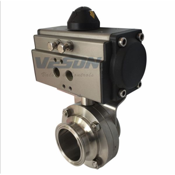 Sanitary Butterfly Valves With Pneumatic Actuator Horizontal pneumatic actuator C-TOP control, IL-TOP control