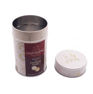 Quality Round Luxury Hot Cocoa Powder Tin Canister Packaging With 3D Embossing Logo wholesale