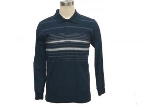 Quality Soft Mens Pique Polo Shirts , Mens Long Sleeve Polo T Shirts With Flat Knit Collar wholesale