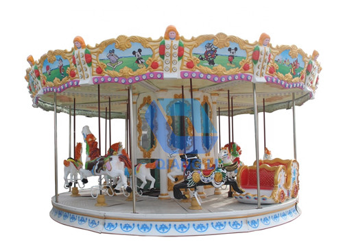 24 Person Mini Carousel Horse , Ride On The Merry Go Round Playground