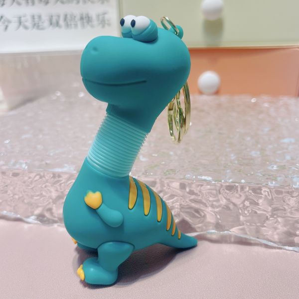 Year Gift Tastless Animal Silicone Stainless Steel Pendant Keychain with Cartoon Design