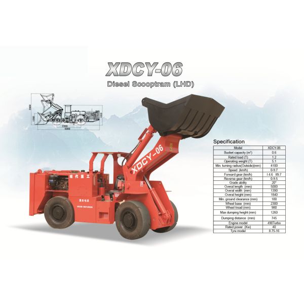 Underground LHD Scooptram XDCY-06 0.6cbm bucket capacity