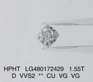 China 1.55 Ct D VVS2 VG Lab Grown Diamond Jewelry HPHT Square Cushion Cut Diamond on sale