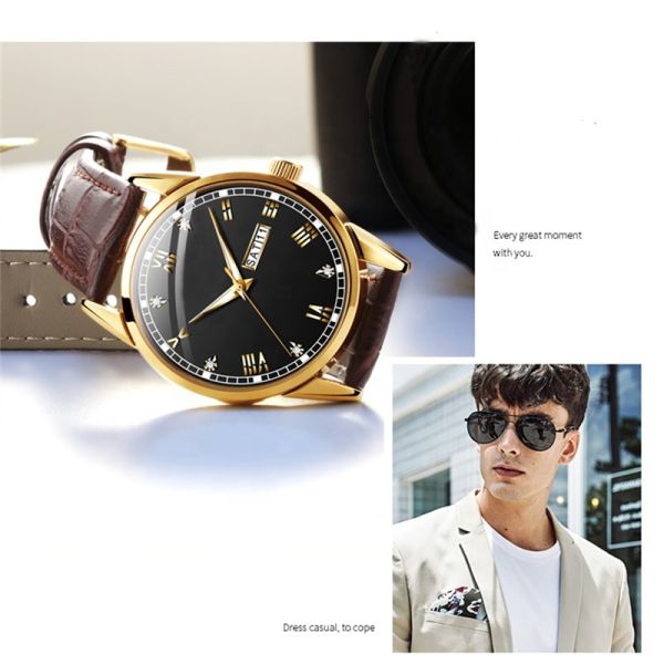 Dual Calendar Temperament Business Double Calendar Watch Men Couple Quartz Watch