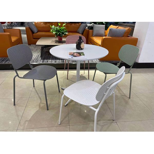 White Round Metal Cocktail Table Anti UV High Temperature Resistance