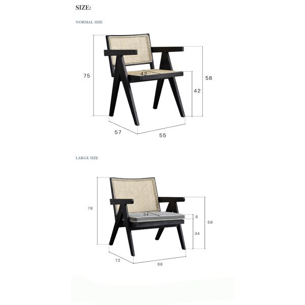 Solid Wood Height 104cm Depth 50cm Outdoor Rattan Dining Chairs
