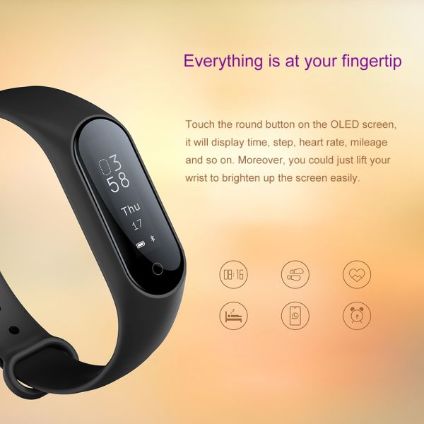 Low Power Consumption Smart Bluetooth Activity Bracelet 0.87 Inch Button / APP Control