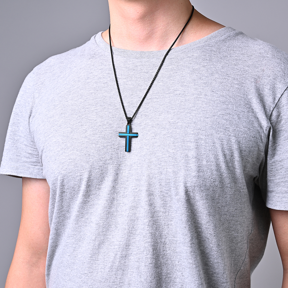 Gold Lord's Prayer Pendant Cross Necklace in Stainless Steel in 3 Colors for Men and Women