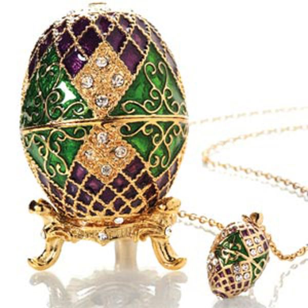 Enamel Green Faberge Egg Jewelry Box Faberge Easter Egg Trinket Box Gift Box Decoration Faberge Egg Jewelry Trinket Box
