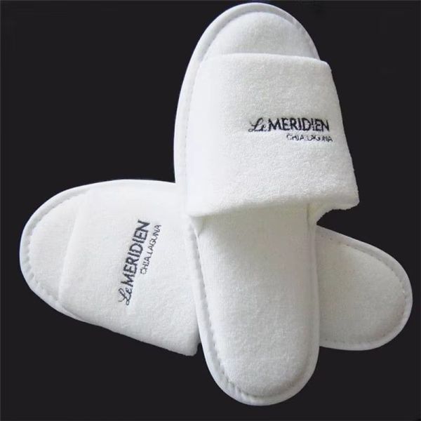 Coral Fleece Embroiderd Hotel Spa Slippers Hotel Bedroom Slippers