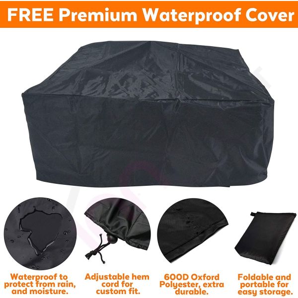 4 In 1 Wood Burning Barbecue Fire Pit Log Grate, Grill, Mesh Lid, Dining Cover