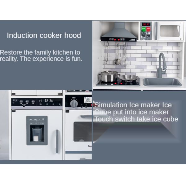 Large 82.5cm Refrigerator Wooden Miniature Kitchen Set Stove White Black