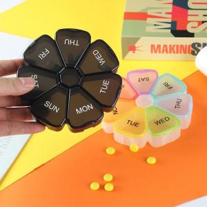 Quality 7 Day Weekly Pill Medicine Dispenser Box Flower Shape 7 Cases Vitamin Fish Oil 12cm wholesale
