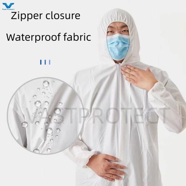 Anti-Static CE Type 5/6 Microporous/PP/SMS Industrial PPE Disposable Protective Coverall