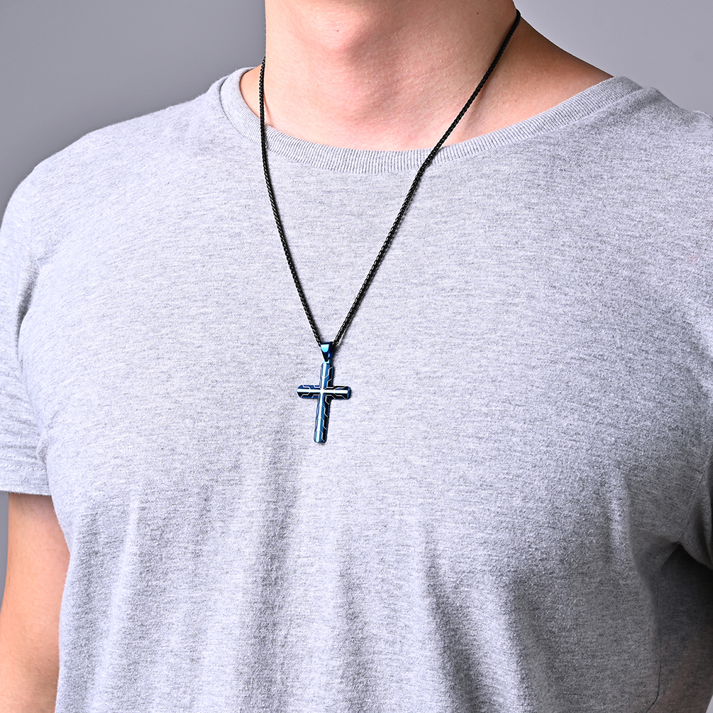 Men's and Women's Stainless Steel Cross Necklace with Lord's Prayer Pendant 2 Color Variations