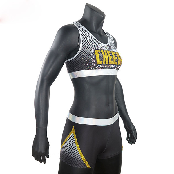 Custom Sublimated School Cheer Dance Clothes Bra And Shorts Eco Friendly