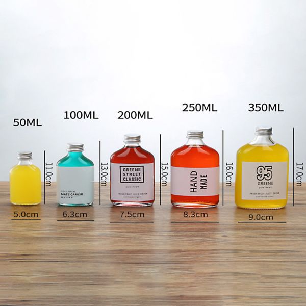 350ml 500ml Flat Coffee Glass Drink Bottles With Screw Cap