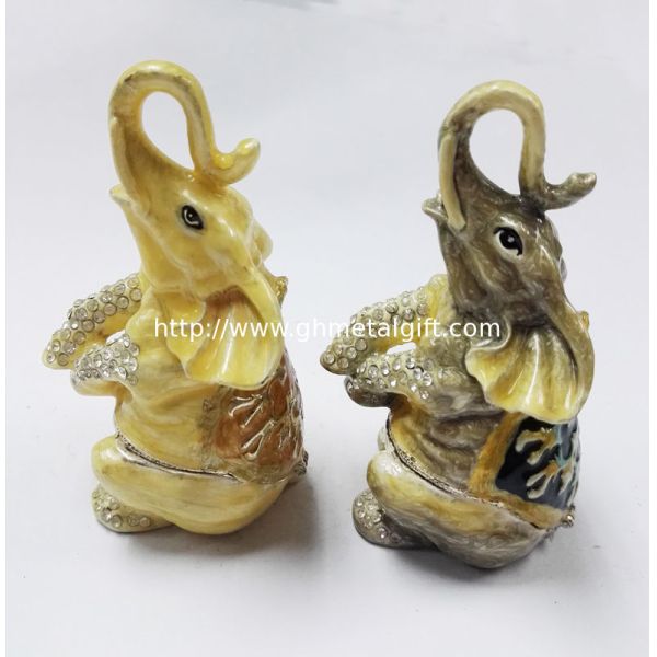 Elephant trinket jewelry box, petwer metal jewelry box elephant decoration gifts box
