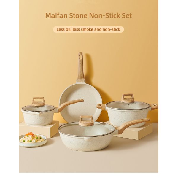 Custom Pots And Pans Maifan Stone Non-stick Coating Nonstick Kitchen Ware Cookware Sets Aluminum Cooking Pots Sets
