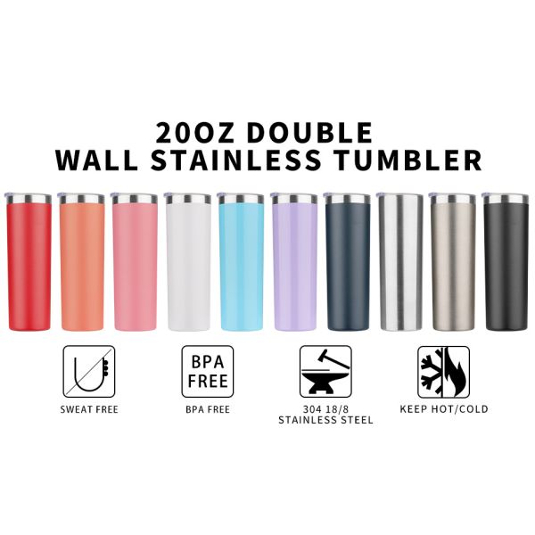 HASLE OUTFITTERS Double Wall Stainless Steel Slim Insulated Tumbler 20 Oz