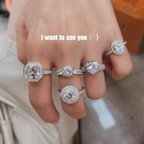 3.5G 925 Sterling Silver Wedding Rings With Diamonds Zircon