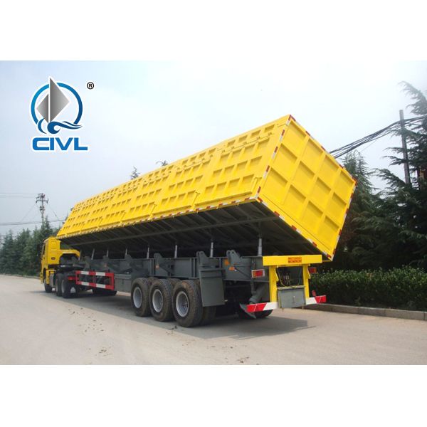 Three Axle Side Dump Semitrailer / 60 - 80 Tons Dump Truck SINOTRUK Brand