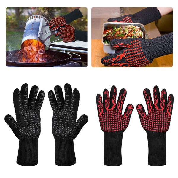 Printing Logo Heat Resistant BBQ Gloves , Insulated Cooking Gloves