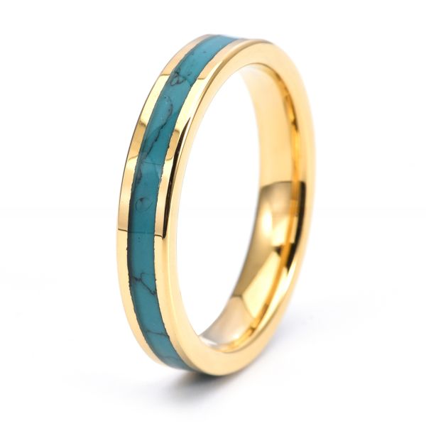 Trendy Design Womens Wedding Band Gold Black Flat Dome Tungsten Carbide Ring With Opal Antler Carbon Fiber Turquoise Wood