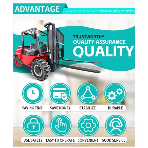 12-28km/h Four Wheel Off-Road Fork Lift All Terrian Forklift 4.5 Ton 4x4 Forklift Truck