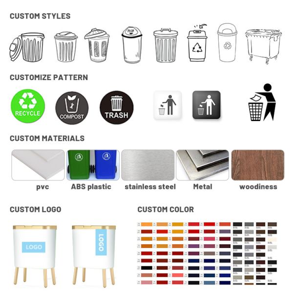 15L Platinum Push Top Trash Can Eco Garbage Can With Push Lid