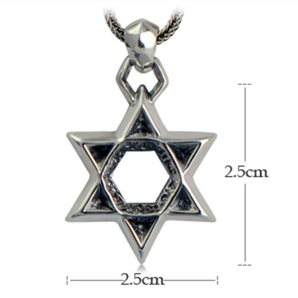 Sterling Silver Wheat Chain Men's Necklace with Silver Star of David Pendant(N6030804)