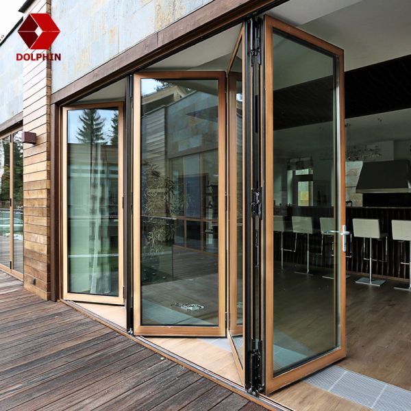 Slim Aluminum Bifold Door , Aluminium Bifold Patio Doors With Blinds