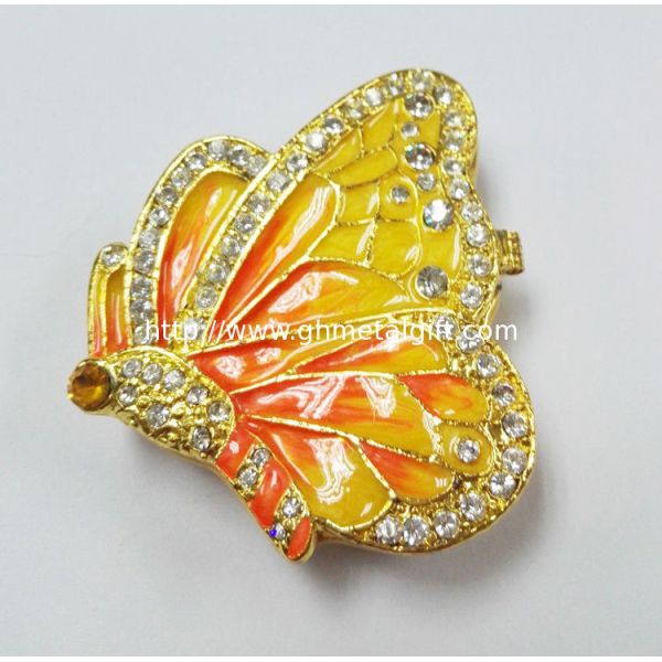 New style hot sale gift trinket boxes enamel jewelry box butterfly jewerly box