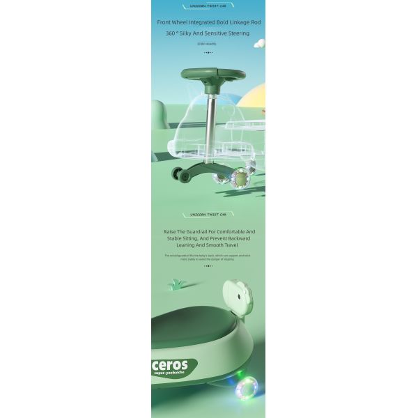 Anti-Rollover Flash Wheel Swing Ride On Scooter Car for Kids Carton Size 69*25*32cm