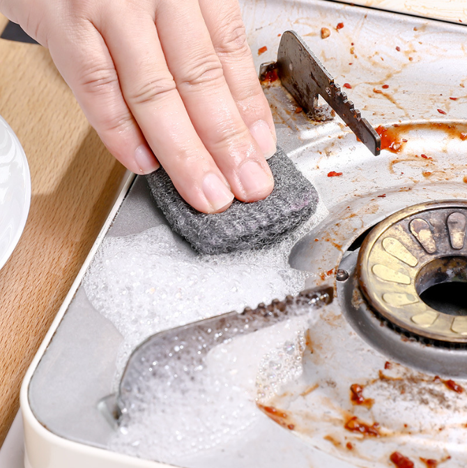 Steel Wool Scrubber With Cleaning Agents For Kitchen Pots Dishes Heavy Duty Wire Cleaning Ball