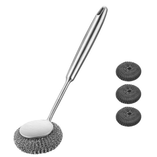 Household stainless steel dishwashing brush