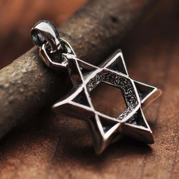 Sterling Silver Wheat Chain Men's Necklace with Silver Star of David Pendant(N6030804)