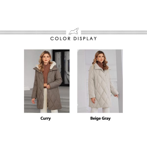 Thickened Mid Length Down/Cotton Jacket With Detachable Mink Fur Hat Showcasing Winter Elegance