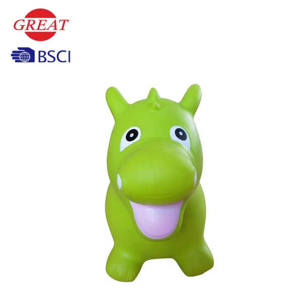 Green Inflatable Animal Hopper , Dino Shape Photodegradable Material