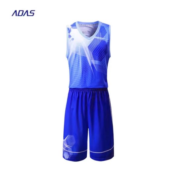 Antibacterial Sublimation Blue Reversible Basketball Jerseys Breathable Rhinestone Embroidered 160g