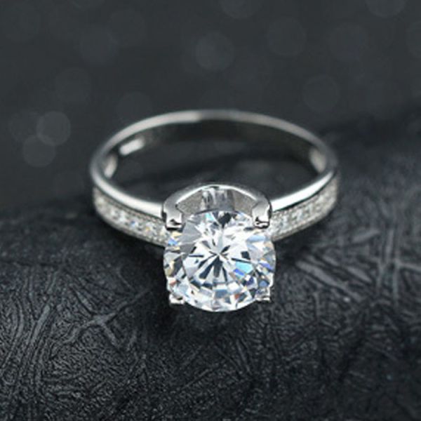 925 Sterling Silver Round Cut Brilliant Cubic Zirconia Ring Lady's Jewelry (RE671)