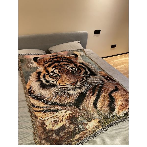 Y-Z Tiger Tapestry Cozy Sofa Cover Afghan Blankets Bohemian Cotton Picnic Rug Blanket