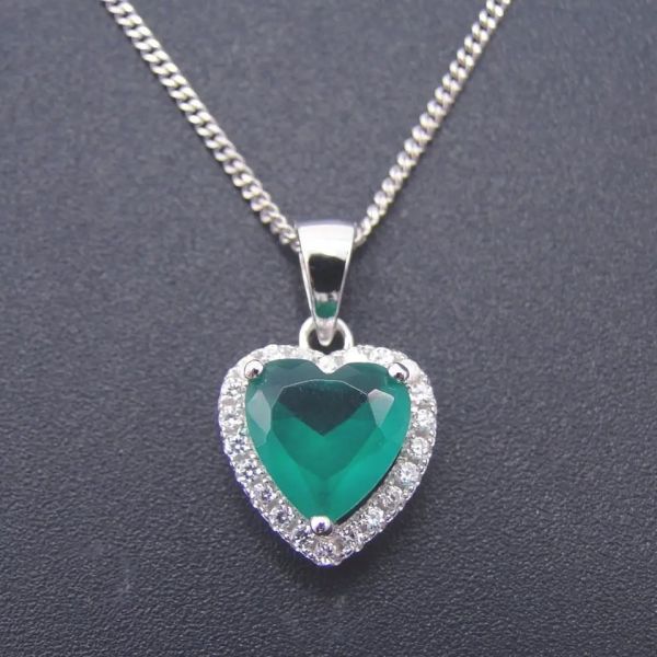 Hot Sale 925 Sterling Silver Heart Shaped Green Zircon Jewelry Sets for Fashion Woman Gift