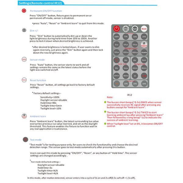 Remote Controllable Microwave Motion Sensor Switch For Tri Proof Fixture