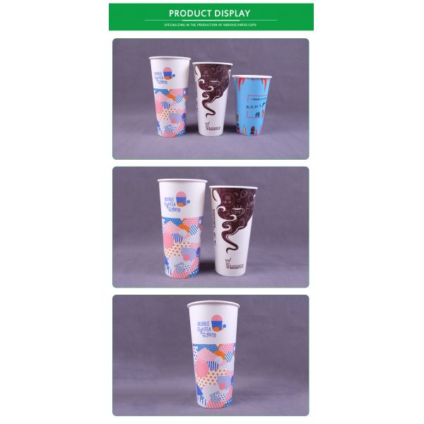 22OZ Single Wall Disposable Paper Coffee Cup Double PE Heat Protection