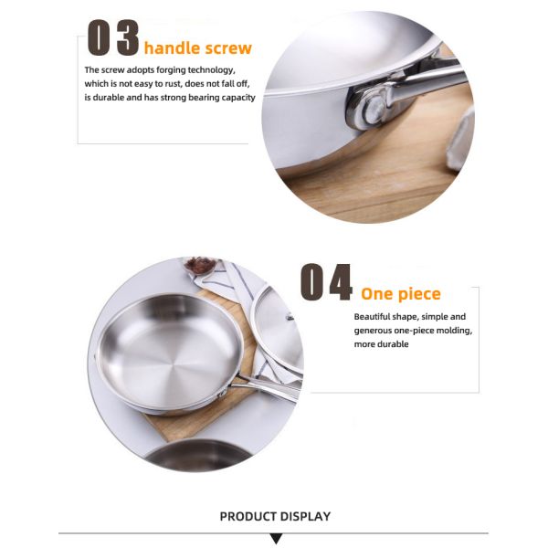 Extra Strong Stovetop Frying Pan Stainless Steel With Lid