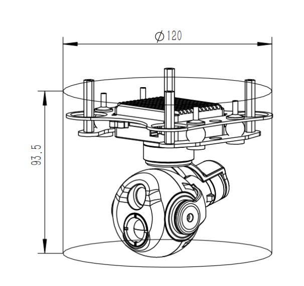 640×512 Thermal Imaging IP HDMI Dual Output Small Gimbal Camera 1080P Fixed Focus
